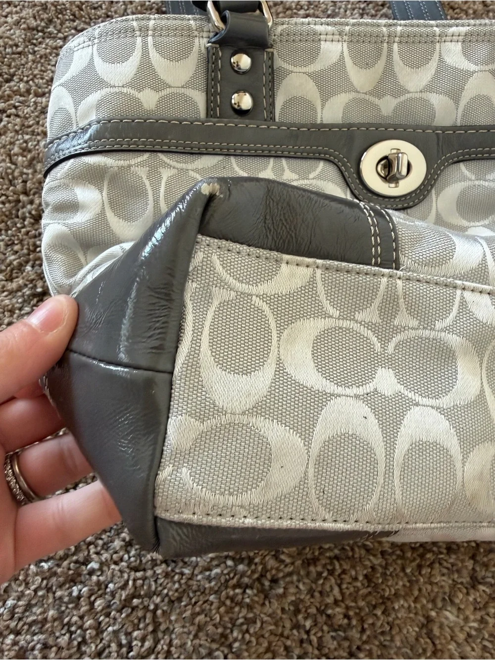 COACH Vintage Hampton Grey and Silver Shoulder Bag